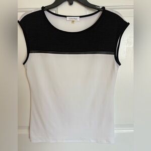 Calvin Klein Black and White Fitted Ribbed Tank Top